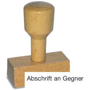 Vorgangsstempel Noname, Abschrift an Gegner, 62x24mm, Holz