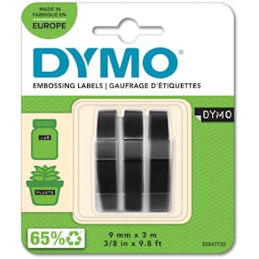 Tape Embosser 9mm x 3m black, 3-pack