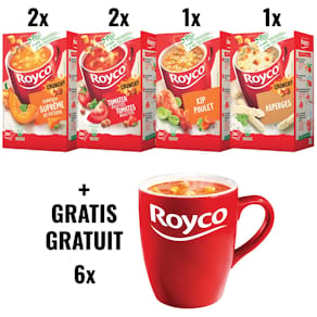 Instantsoep Royco actiepakket mix + 6 mokken gratis