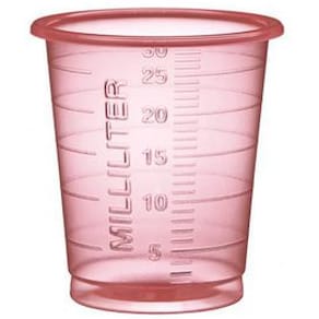 Medicinbägare Eco 30ml smal röd 90/fp
