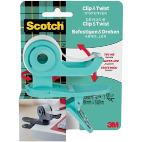 Tischabroller Scotch Clip & Twist, türkis, mit 1 Rolle