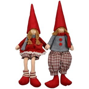 Weihnachtsfigur Kantenhocker, sortiert, rot/grau, Polyester