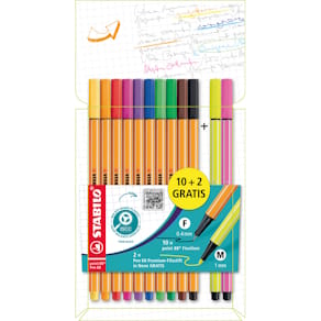 Stifte-Set STABILO point 88 + Pen 68, 10+2 Stück, Etui