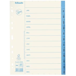 Pärmregister JOPA Papper A4 Jan-Dec, blå flik, 10st