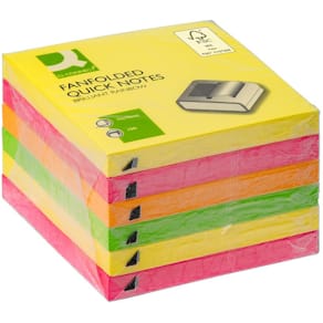 Haftnotizen Q-CONNECT Z-Notes, 100 Blatt, 6 Stück, Brillantfarben