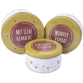 Keksdose Noname, 3er-Set, mit Sprüchen, weiß