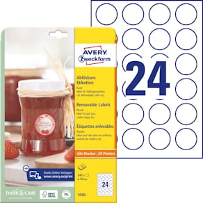Etiketten Avery Zweckform Universaletiketten rund, Ø 40 mm, weiß,