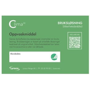 Bruksetikett CLIMA30 Oppvaskmiddel