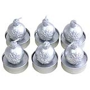 Teelichter PBS Weihnachtskugel, silber, 6 Stück