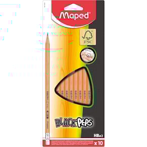 Potlood Maped Black'Peps, HB, met gum, kartonnen ophangetui, 10 s
