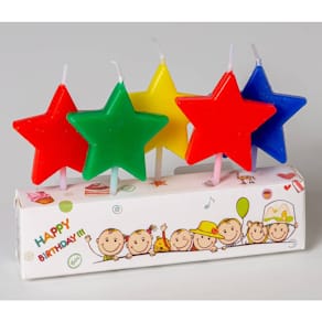 Geburtstagskerze, 5 St., Stern, sortiert