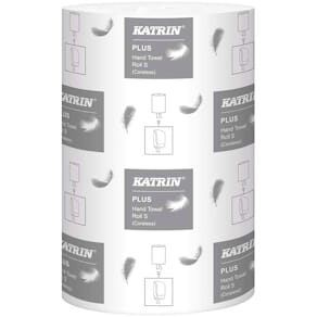 Aftørringsrulle Katrin Plus S, 1‑lags hvid, 205mm x 110m, 12 rl