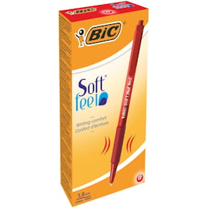 Bläckkulpenna BIC Soft Feel Clic Medium Röd, 12st
