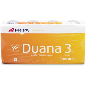 Toilettenpapier FRIPA Duana, 3‑lagig, 8 Rollen, weiß