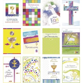 Kommunionskarte PAPER STYLE, bunt (ohne Umschlag)