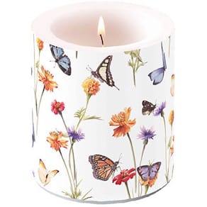 Kerze AMBIENTE Butterfly Garden, bunt, Ø10 cm, H 10 cm