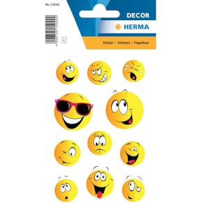 Schmucketiketten HERMA Happy Face, sortiert, 3 Bögen, 33 Stück