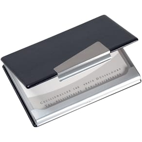 Visitenkartenetui Sigel, Alu/Leder, silber/schwarz