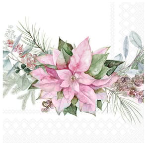 Serviette AMBIENTE Rosa Weihnachtsstern, 25x25 cm, 3-lagig, 20 St