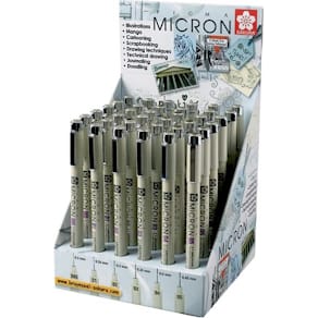 Fineliner Sakura Pigma Micron, zwart, display met 36 stuks