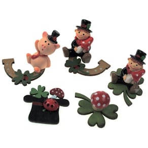 Glücksbringer-Figur Noname, sortiert (Hufeisen, Klee, Zylinder)