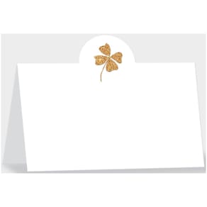 Tischkarte KOMMA³, 6 Stück, Kleeblatt, Goldglimmer, 11x4,5 cm