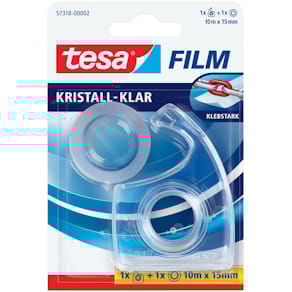 Handabroller tesa kristall-klar, gefüllt, 15mm x 10m, transparent