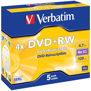DVD+RW Verbatim Jewelcase, 4,7Gb, 5/fp