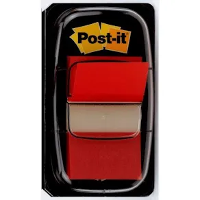 Post-It Index 680 Röd, avtagbar, 50/fp, 12fp