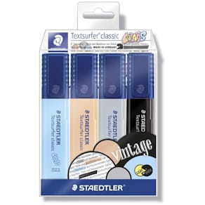 Tekstmarker STAEDTLER Textsurfer, vintagefarver, 1–5 mm, 4 stk
