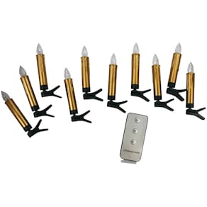 Christbaumkerze PBS LED, 10 Stück, gold, inkl. Fernbedienung