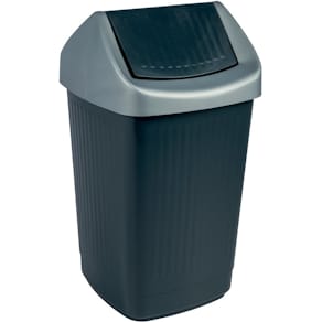 Schwingdeckel-Abfallbehälter TEKO, 50 Liter, anthrazit