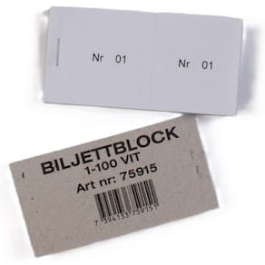 Biljettblock 1-100 vit
