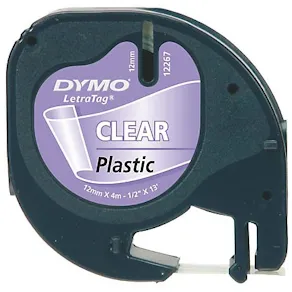Märkband Dymo LetraTag, plast, svart/transparent, 12mm