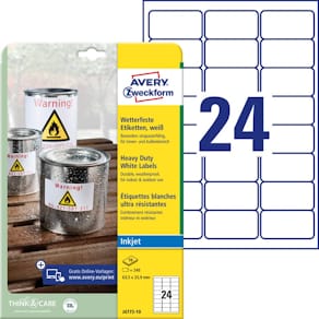 Folienetiketten Avery Zweckform, 63,5 x 33,9 mm, weiß