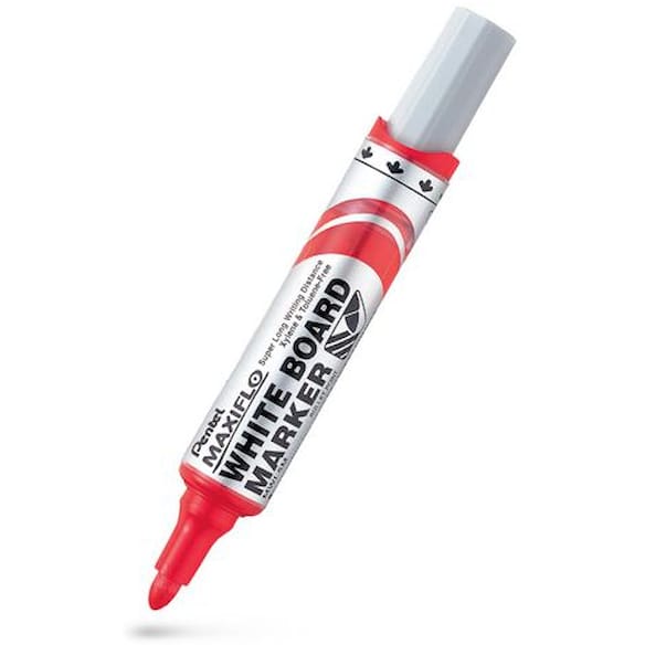 Whiteboardpenn PENTEL Maxiflo M rund rød 12st