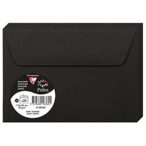 Konvolutt POLLEN 114x162mm sort(20)