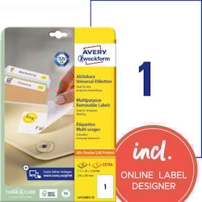 Etikett AVERY avtagbar 210x297mm 30/fp