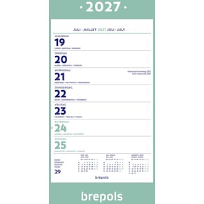 Kalender Brepols wand-week op schild, 2026