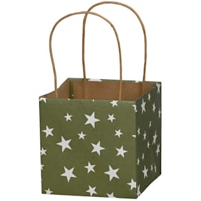 Geschenktasche Noname Sterne, grün/weiß, 120x120x120 mm