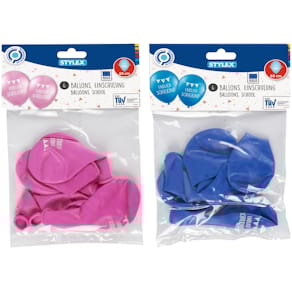 Luftballon STYLEX Schule, rosa und blau, 6 Stück