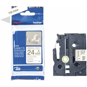 Labeltape Brother 24 mm guld på hvid, 4 m, 5 ruller