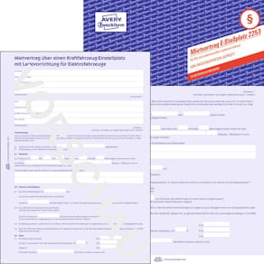 Mietvertrag Avery Zweckform 2253, Garagen/ Stellplätze, E-Autos, 