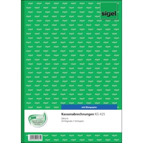 Kassenabrechnung Sigel, A4