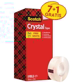 Klebefilm Scotch Crystal 665, transparent, 19 mm x 33 m, 8 Stück