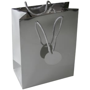 Geschenktragetasche Uni Lack, silber, 180 x 100 x 230 mm