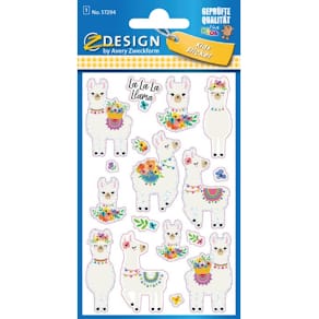 Sticker Avery Zweckform Kids Stickers Alpaka Glitter, bunt, 1 B.