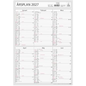 Väggkalender Årsplan 2027
