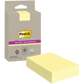 Haftnotizblock Post-it Super Sticky Recycling, liniert, gelb, 102