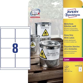 Etiketter Avery hvide, 160 stk (L4715-20)